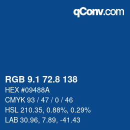 カラーコード: RGB 9.1 72.8 138 | qconv.com