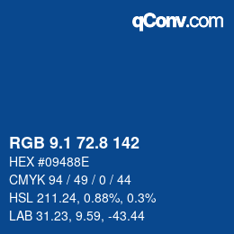 カラーコード: RGB 9.1 72.8 142 | qconv.com