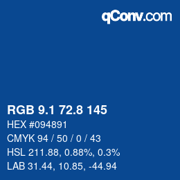 カラーコード: RGB 9.1 72.8 145 | qconv.com