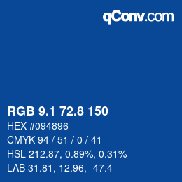 Farbcode: RGB 9.1 72.8 150 | qconv.com