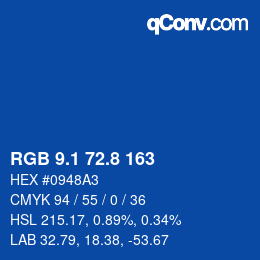 カラーコード: RGB 9.1 72.8 163 | qconv.com