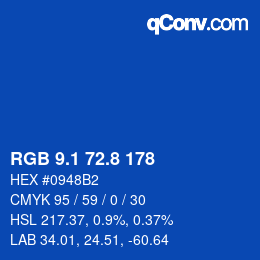 カラーコード: RGB 9.1 72.8 178 | qconv.com
