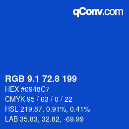 カラーコード: RGB 9.1 72.8 199 | qconv.com