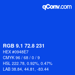 カラーコード: RGB 9.1 72.8 231 | qconv.com