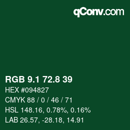 Color code: RGB 9.1 72.8 39 | qconv.com