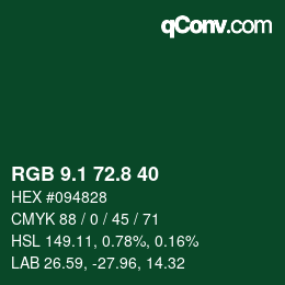 Color code: RGB 9.1 72.8 40 | qconv.com