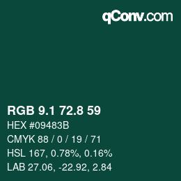 Code couleur: RGB 9.1 72.8 59 | qconv.com