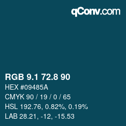 カラーコード: RGB 9.1 72.8 90 | qconv.com