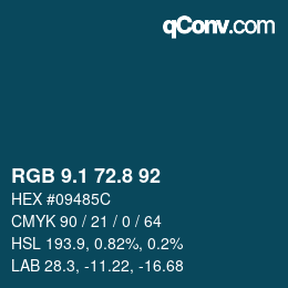 Color code: RGB 9.1 72.8 92 | qconv.com