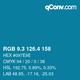カラーコード: RGB 9.3 126.4 158 | qconv.com