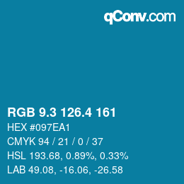 カラーコード: RGB 9.3 126.4 161 | qconv.com
