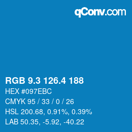カラーコード: RGB 9.3 126.4 188 | qconv.com