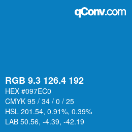 カラーコード: RGB 9.3 126.4 192 | qconv.com