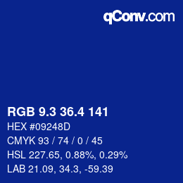 カラーコード: RGB 9.3 36.4 141 | qconv.com