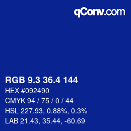 カラーコード: RGB 9.3 36.4 144 | qconv.com