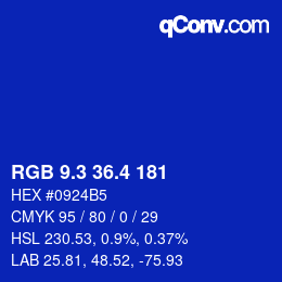 カラーコード: RGB 9.3 36.4 181 | qconv.com