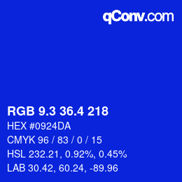 カラーコード: RGB 9.3 36.4 218 | qconv.com