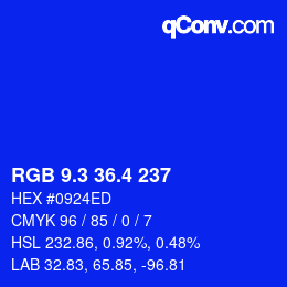 カラーコード: RGB 9.3 36.4 237 | qconv.com
