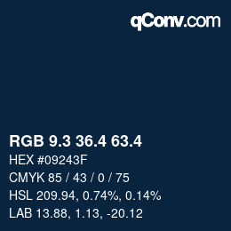カラーコード: RGB 9.3 36.4 63.4 | qconv.com