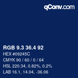 カラーコード: RGB 9.3 36.4 92 | qconv.com