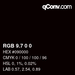 カラーコード: RGB 9.7 0 0 | qconv.com