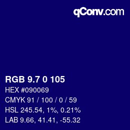 カラーコード: RGB 9.7 0 105 | qconv.com