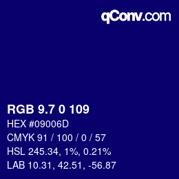 カラーコード: RGB 9.7 0 109 | qconv.com