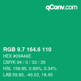 カラーコード: RGB 9.7 164.6 110 | qconv.com