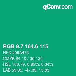 カラーコード: RGB 9.7 164.6 115 | qconv.com