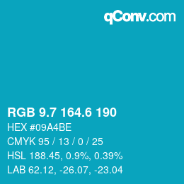 カラーコード: RGB 9.7 164.6 190 | qconv.com