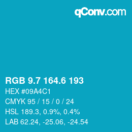 カラーコード: RGB 9.7 164.6 193 | qconv.com