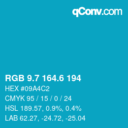 カラーコード: RGB 9.7 164.6 194 | qconv.com
