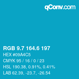 カラーコード: RGB 9.7 164.6 197 | qconv.com