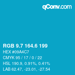 カラーコード: RGB 9.7 164.6 199 | qconv.com