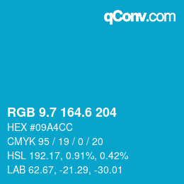 カラーコード: RGB 9.7 164.6 204 | qconv.com