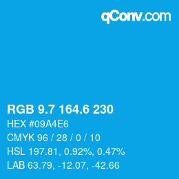 カラーコード: RGB 9.7 164.6 230 | qconv.com