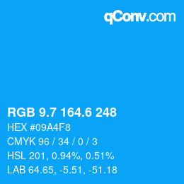 カラーコード: RGB 9.7 164.6 248 | qconv.com
