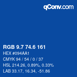 カラーコード: RGB 9.7 74.6 161 | qconv.com