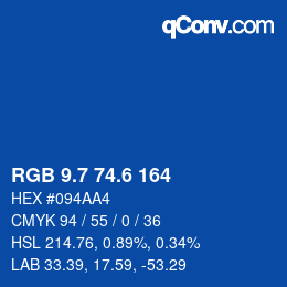 カラーコード: RGB 9.7 74.6 164 | qconv.com