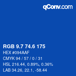 カラーコード: RGB 9.7 74.6 175 | qconv.com