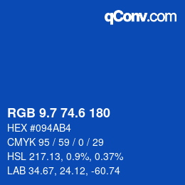 カラーコード: RGB 9.7 74.6 180 | qconv.com