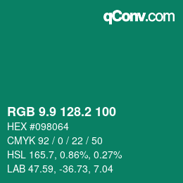 カラーコード: RGB 9.9 128.2 100 | qconv.com