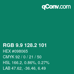 カラーコード: RGB 9.9 128.2 101 | qconv.com