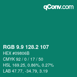 カラーコード: RGB 9.9 128.2 107 | qconv.com