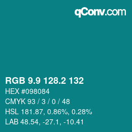 Color code: RGB 9.9 128.2 132 | qconv.com