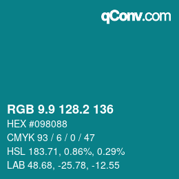 Color code: RGB 9.9 128.2 136 | qconv.com