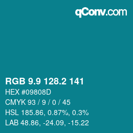 Código de color: RGB 9.9 128.2 141 | qconv.com