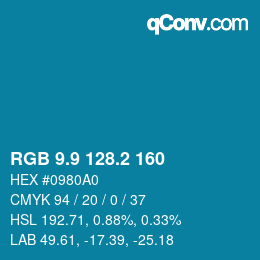 Color code: RGB 9.9 128.2 160 | qconv.com