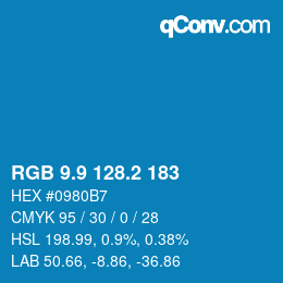 カラーコード: RGB 9.9 128.2 183 | qconv.com