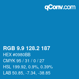 カラーコード: RGB 9.9 128.2 187 | qconv.com